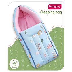 Babyhug Cotton Sleeping Bag Duck Print- Blue