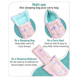 Babyhug Cotton Sleeping Bag Duck Print- Blue