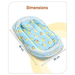 Babyhug Cotton Bedding Set with Mosquito Net Duck Print- Blue