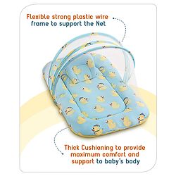 Babyhug Cotton Bedding Set with Mosquito Net Duck Print- Blue