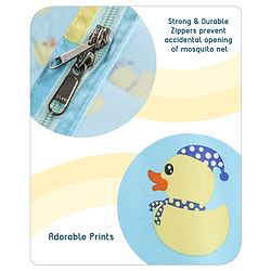 Babyhug Cotton Bedding Set with Mosquito Net Duck Print- Blue