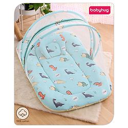 Babyhug Cotton Bedding Set with Mosquito Net Duck Print- Blue
