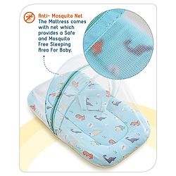 Babyhug Cotton Bedding Set with Mosquito Net Duck Print- Blue