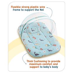 Babyhug Cotton Bedding Set with Mosquito Net Duck Print- Blue