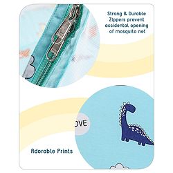 Babyhug Cotton Bedding Set with Mosquito Net Duck Print- Blue