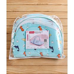 Babyhug Cotton Bedding Set with Mosquito Net Duck Print- Blue