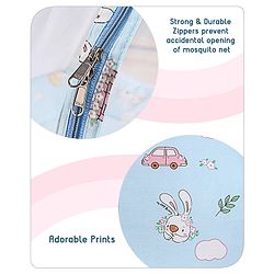Babyhug Cotton Bedding Set with Mosquito Net Duck Print- Blue
