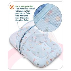 Babyhug Cotton Bedding Set with Mosquito Net Duck Print- Blue