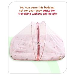 Babyhug Cotton Bedding Set with Mosquito Net Duck Print- Blue