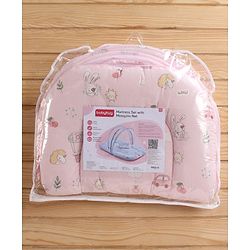 Babyhug Cotton Bedding Set with Mosquito Net Duck Print- Blue