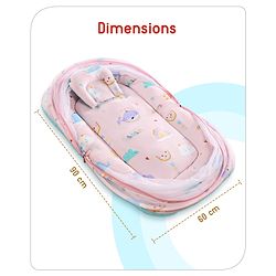 Babyhug Cotton Bedding Set with Mosquito Net Duck Print- Blue