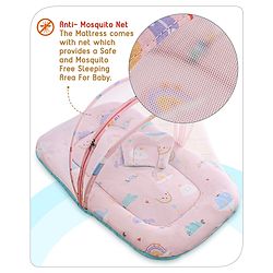 Babyhug Cotton Bedding Set with Mosquito Net Duck Print- Blue