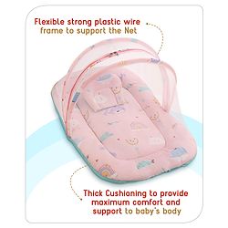 Babyhug Cotton Bedding Set with Mosquito Net Duck Print- Blue