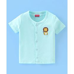 Babyhug 100% Cotton Interlock Knit Half Sleeves Front Open Vests Striped & Animal Print Pack Of 3 - Green White & Blue
