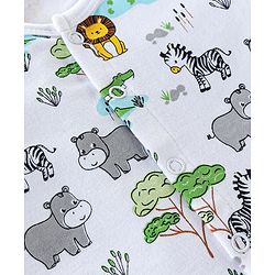 Babyhug 100% Cotton Interlock Knit Half Sleeves Front Open Vests Striped & Animal Print Pack Of 3 - Green White & Blue