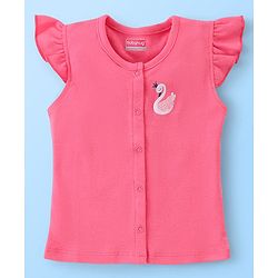 Babyhug 100% Cotton Frill Sleeves Front Open Vests Floral & Castle Print Pack of 3- Pink & Yellow