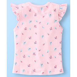 Babyhug 100% Cotton Frill Sleeves Front Open Vests Floral & Castle Print Pack of 3- Pink & Yellow