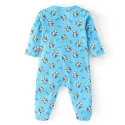 Babyhug Cotton Knit Full Sleeves Footed Sleepsuit with Panda Print Pack of 3 - Blue & Green