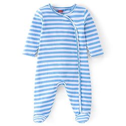 Babyhug Cotton Knit Full Sleeves Footed Sleepsuit with Panda Print Pack of 3 - Blue & Green