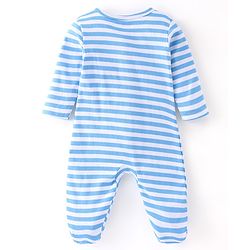 Babyhug Cotton Knit Full Sleeves Footed Sleepsuit with Panda Print Pack of 3 - Blue & Green
