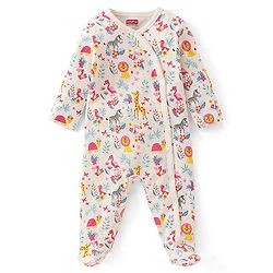 Babyhug Cotton Interlock Knit Full Sleeves Sleep Suit Floral Print Pack of 3 - Multicolor