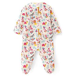 Babyhug Cotton Interlock Knit Full Sleeves Sleep Suit Floral Print Pack of 3 - Multicolor