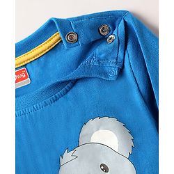 Babyhug 100% Cotton Knit Full Sleeves Lion & Koala Bear Printed T-Shirt & Lounge Pant Set - Blue & Yellow