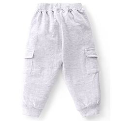 Babyhug Cotton Knit Full Sleeves Wild Animals Printed T-Shirt & Lounge Pant Set - Blue & White Melange