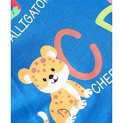 Babyhug Cotton Knit Full Sleeves Wild Animals Printed T-Shirt & Lounge Pant Set - Blue & White Melange
