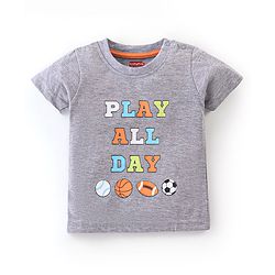 Babyhug Cotton Half Sleeves T-Shirt Stripes & Football Print Pack of 5- Green Grey & Blue