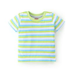 Babyhug Cotton Half Sleeves T-Shirt Stripes & Football Print Pack of 5- Green Grey & Blue