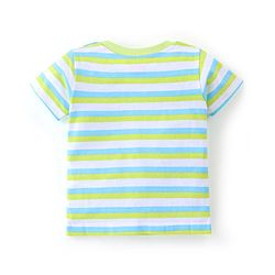 Babyhug Cotton Half Sleeves T-Shirt Stripes & Football Print Pack of 5- Green Grey & Blue