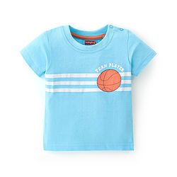 Babyhug Cotton Half Sleeves T-Shirt Stripes & Football Print Pack of 5- Green Grey & Blue