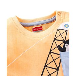 Babyhug Cotton Jersey Knit Half Sleeves T-Shirt with Crane Print - Yellow
