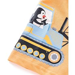 Babyhug Cotton Jersey Knit Half Sleeves T-Shirt with Crane Print - Yellow