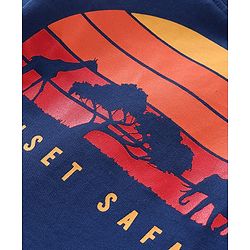 Babyhug 100% Cotton Full Sleeves T-Shirt & Lounge Pant Set With Sun Set Print - Blue & Light Brown