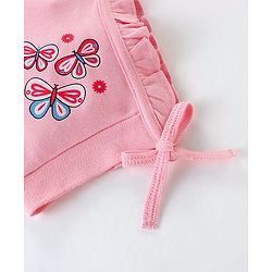Babyhug 100% Cotton Tie Knot Cap with Floral and Butterfly Print Pack of 2 - Pink & White