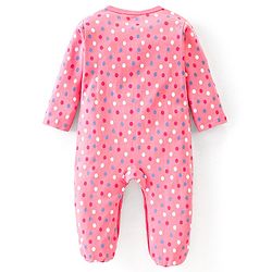 Babyhug Cotton Full Sleeves Sleep Suit Polka Dot Print- Pink