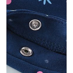 Babyhug Cotton Knit Full Sleeves Floral Printed Footed Sleepsuit - Navy Blue