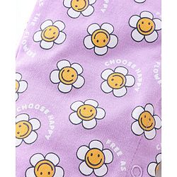 Babyhug Interlock Cotton Knit Full Sleeves Footed Sleepsuit Floral Print - Purple