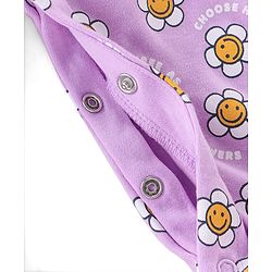 Babyhug Interlock Cotton Knit Full Sleeves Footed Sleepsuit Floral Print - Purple
