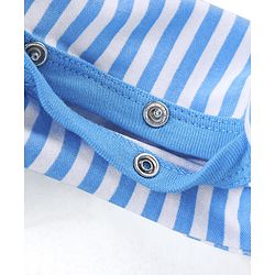 Babyhug Cotton Full Sleeves Sleep Suit Lion & Stripes Print- Blue