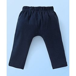 Babyhug Cotton Knit Full Length Diaper Pants Paws Print Pack of 3  - Orange Off White & Navy