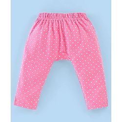 Babyhug Cotton Ankle Length Diaper Leggings Dot & Hearts Print Pack Of 3- Pink & Blue
