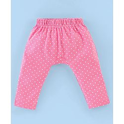 Babyhug Cotton Ankle Length Diaper Leggings Dot & Hearts Print Pack Of 3- Pink & Blue