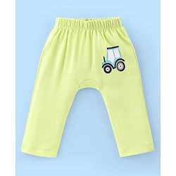 Babyhug Cotton Full Length Diaper Pants Stripes & Car Print Pack of 3- Blue Green & White