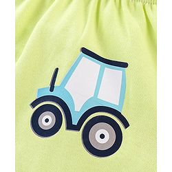 Babyhug Cotton Full Length Diaper Pants Stripes & Car Print Pack of 3- Blue Green & White