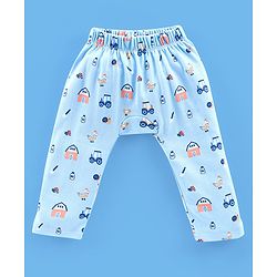 Babyhug Cotton Full Length Diaper Pants Stripes & Cow Print Pack of 3- Blue Green & Orange