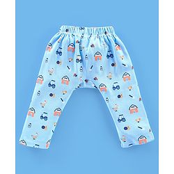 Babyhug Cotton Full Length Diaper Pants Stripes & Cow Print Pack of 3- Blue Green & Orange