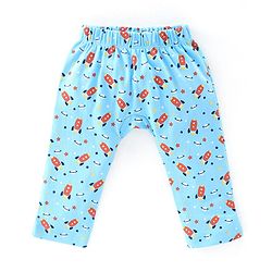 Babyhug Interlock Cotton Knit Full Length Diaper Pants Space Shuttle Print Pack of 3 - Navy Turquoise & Orange
